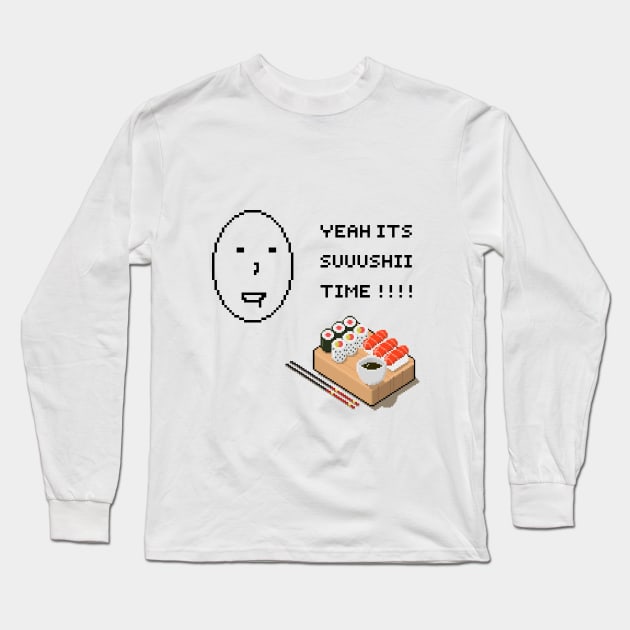 PIXEL ART SUSHI TIME FUNNY Long Sleeve T-Shirt by Hohohaxi